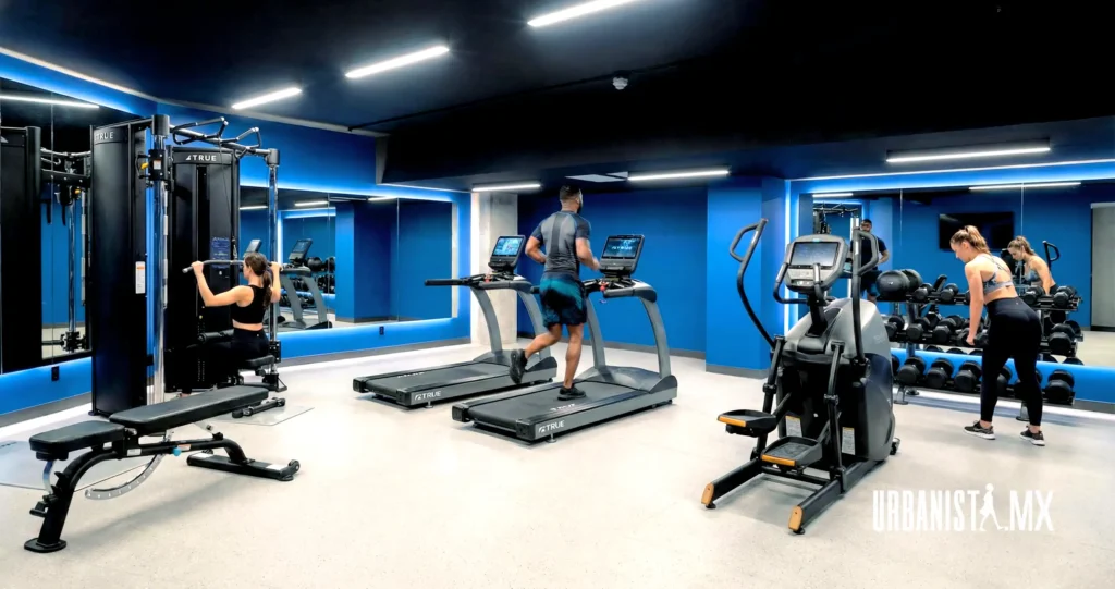Gimnasio con sauna integrado