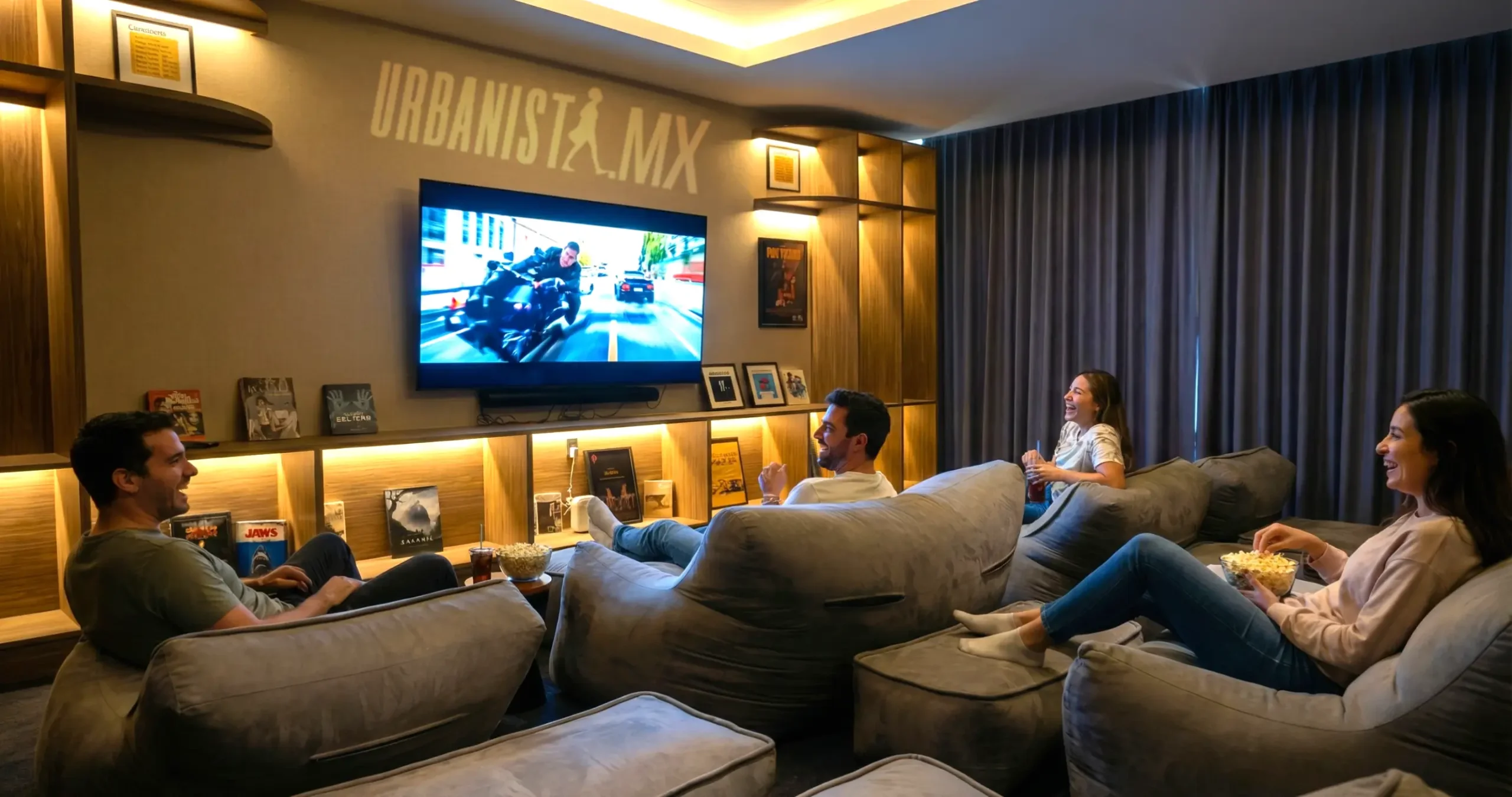 Sala de cine privada en edificio Urbanista CDMX