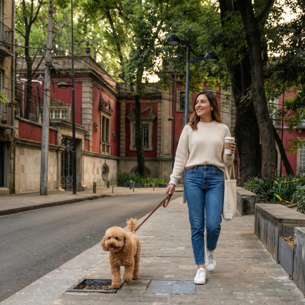 mujer paseando colonia roma